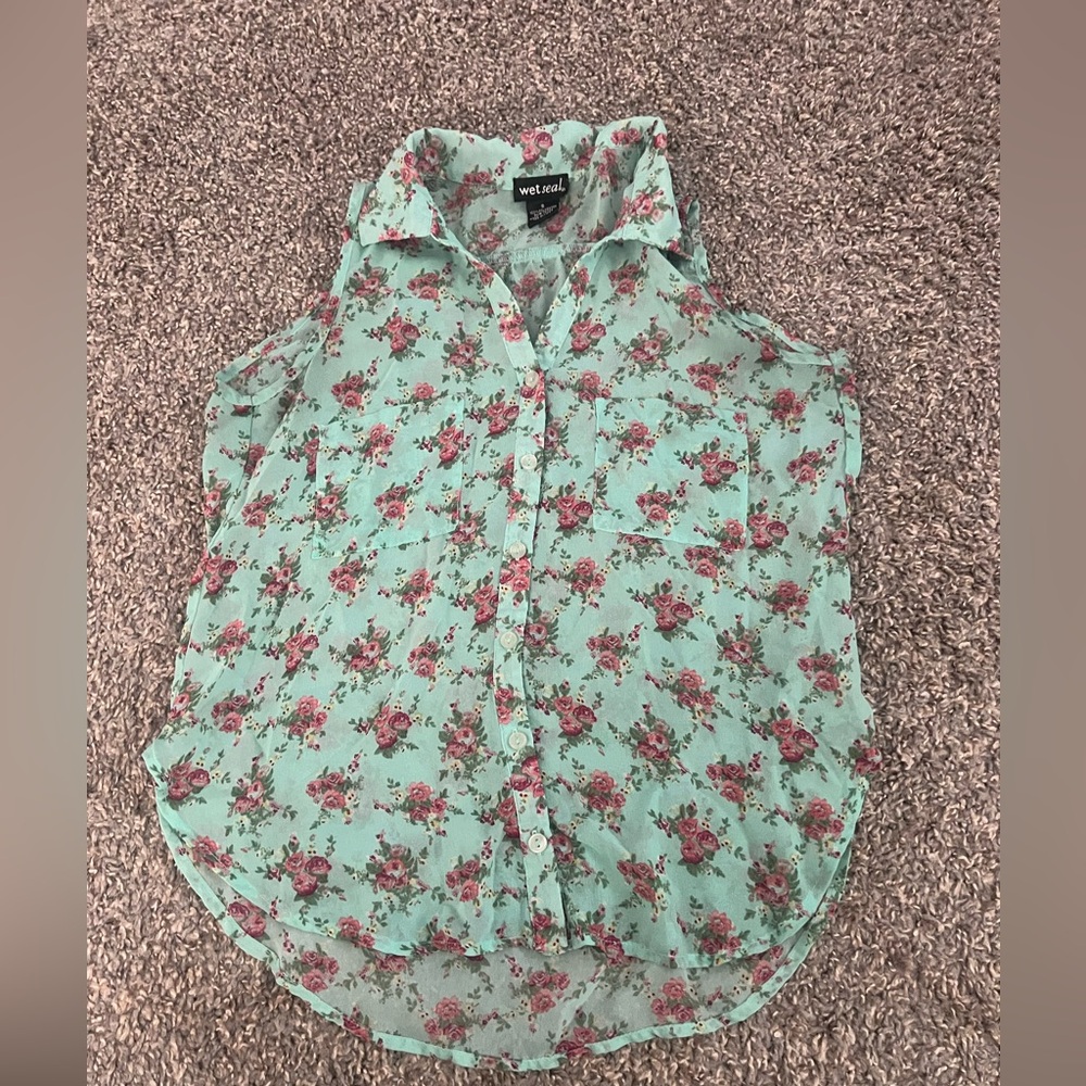 Y2K Vintage Wet Seal Lightweight Ditzy Floral Sleeveless Top